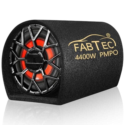 FABTEC 8 Inch Black Car Bass Tube Subwoofer with Inbuilt Amplifier - Powerful Audio and Deep Bass