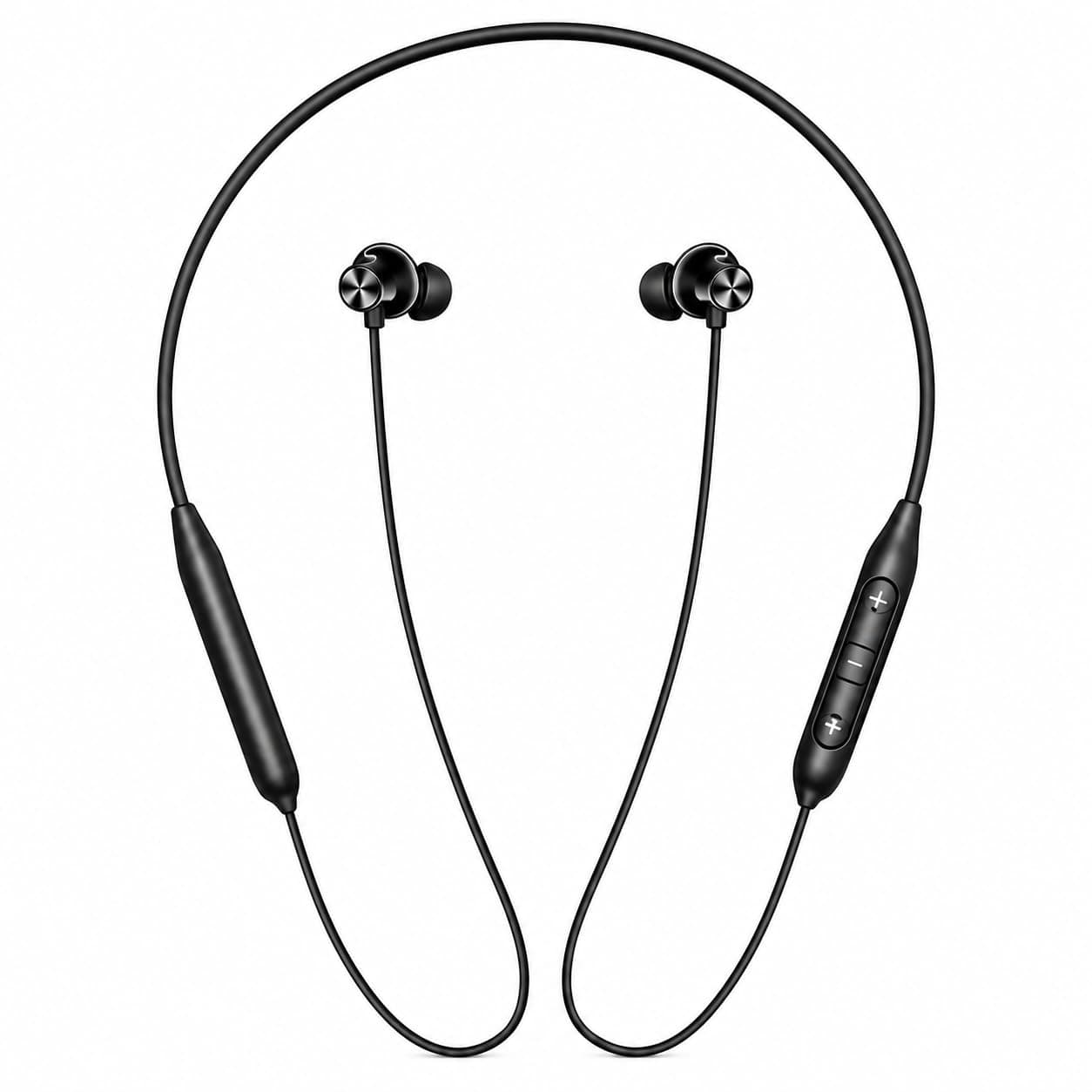 Bullets Wireless Z2 for OnePlus Stereo Bluetooth Neckband Earphones with Magnetic Buds and Hands-Free Mic, Easy-Carry Flexible Design for Study, Streaming, Calls and Commuting,-(Black)