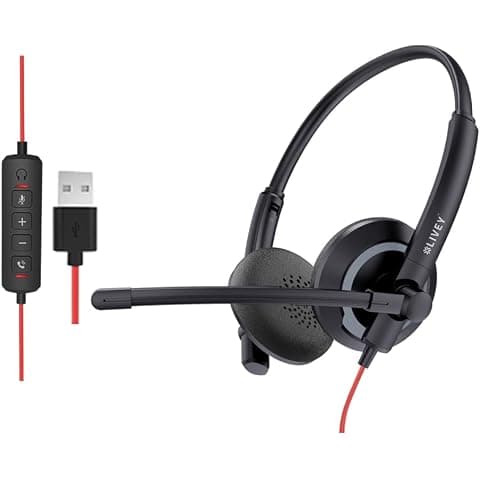 LIVEY Audixa 410DM Plus (USA) Direct USB-A Headset | Dual Enhanced Noise Cancelling Mic | Microsoft Teams Optimised | Stereo USB Headphones | For PC, Laptop, Office & Call Center
