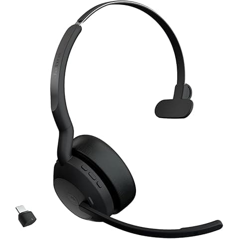 Jabra Evolve2 55 - Link390c MS Mono Wireless Headphones with Air Comfort Technology, Noise Cancelling Microphones and Active Noise Cancelling - Black