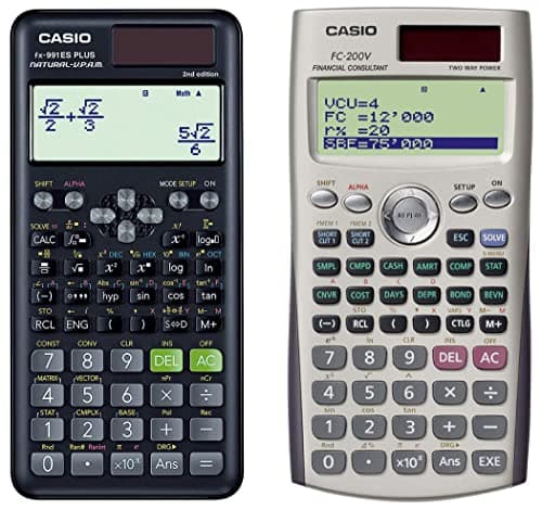 Casio FC-200V Financial Calculator & Casio FX-991ES Plus-2nd Edition Scientific Calculator