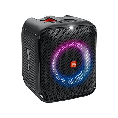 (Renewed) JBL PartyBox Encore Essential Bluetooth Party Speaker with Dynamic Music Synced Strobe Lightshow,Powerbank,JBL Pro Sound,IPX4 Splashproof,JBL PartyBox App,USB and Mic Input(100 Watt RMS, Black)
