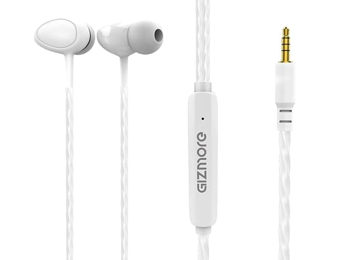 GIZMORE GIZ ME301 Earphones (White), (Model: GIZ ME301 WHT)