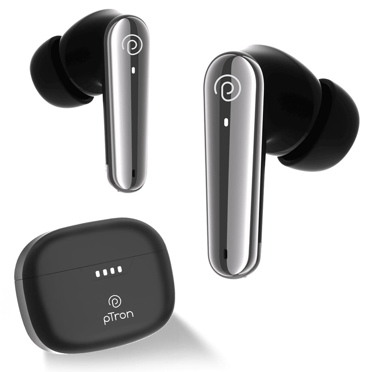 pTron Basspods Tour TWS Earbuds with 3D AudioScape, 45Hrs Playtime, TruTalk AI-ENC Calls, 50ms Low Latency Sync, BT v5.3, Type-C Fast Charging, Voice ...