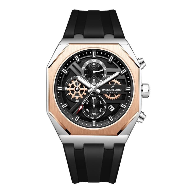 Daniel Hechter Paris Orsay Collection Multifunctional Watch for Men with Octagone Dial and Silicon Strap-DHM1007