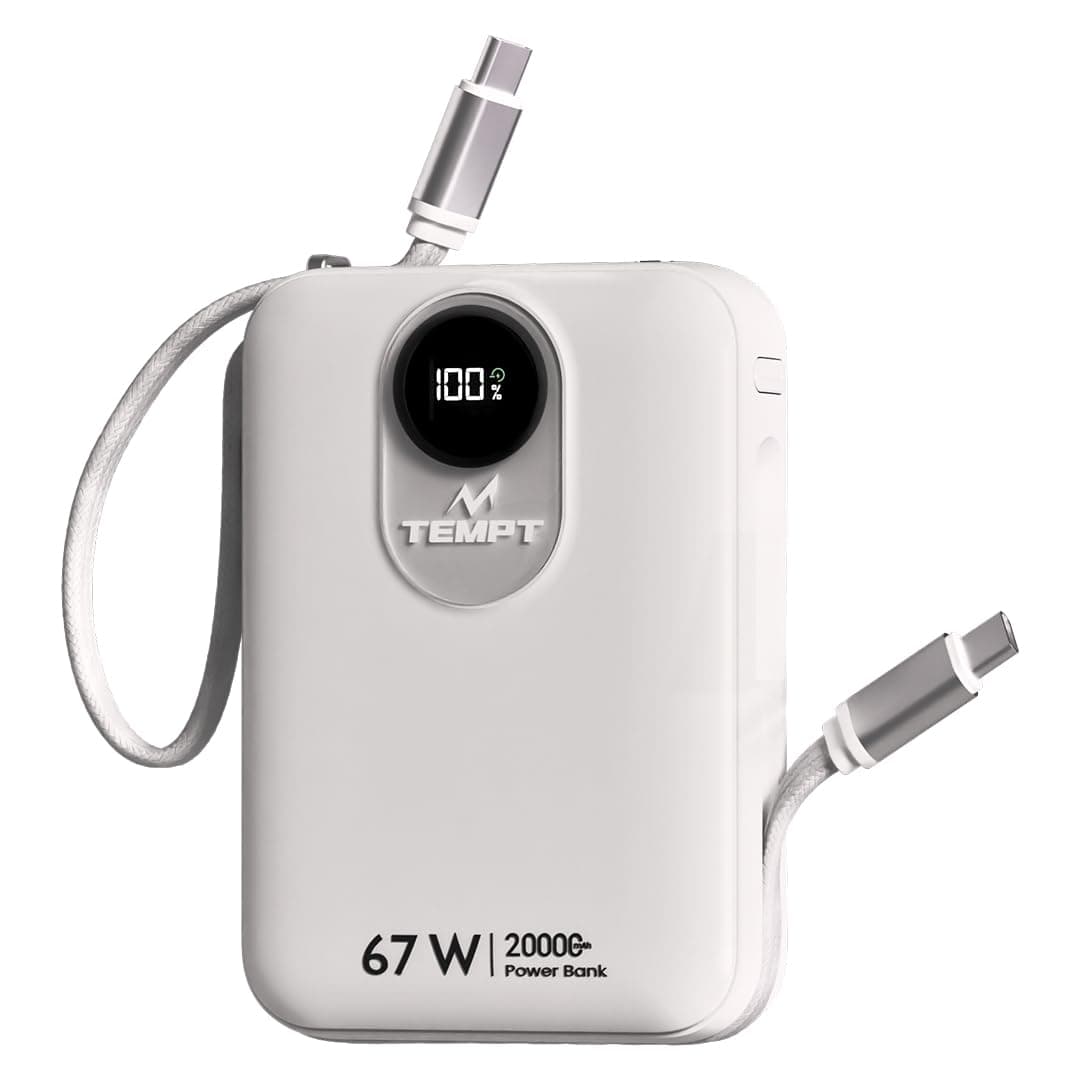 Tempt Maestro 20000mAh 67W GaN3 Power Bank for Laptop & Mobile (White)
