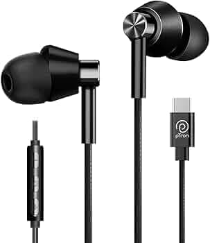 pTron Boom Play X1 in-Ear Type-C Wired Headphones with Mic, 13mm Driver for Immersive Audio, Ergo-fit Metal Buds Wired Earphones, in-line Controls & 1...