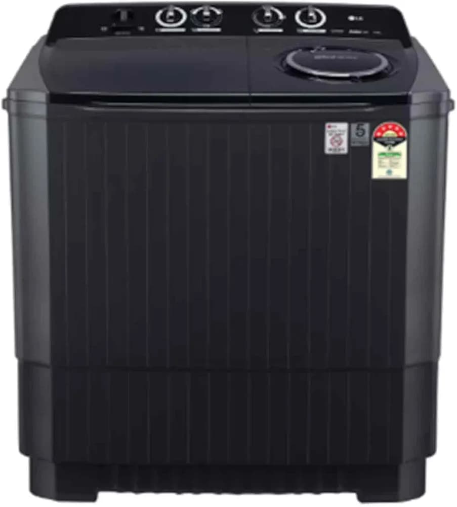 LG 11.5 Kg 5 Star Wind Jet Dry Rat Away Technology Semi-Automatic Top Loading Washing Machine (P115ASKAZ, Middle Black)