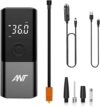 ANT Portable Smart Jet 05 Tire Inflator  Cordless Air Pump for Car Motorcycle & Bicycle  Digital Display Auto Shut-Off LED Light 150 PSI USB Rechargea...