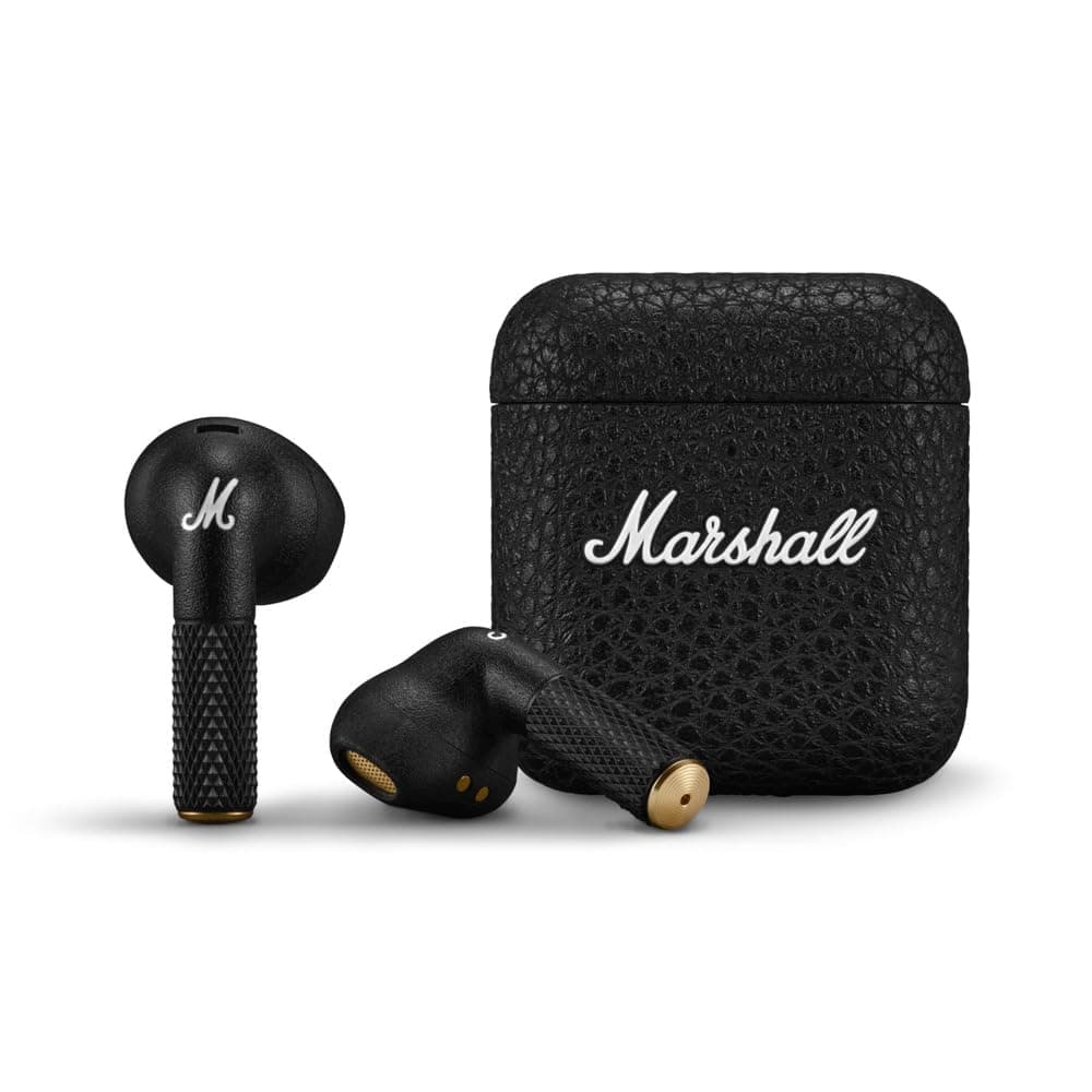 Marshall Minor IV Wireless Earbuds with 30+ Hours of Playtime, Water-Resistant, Wireless Charging- Black