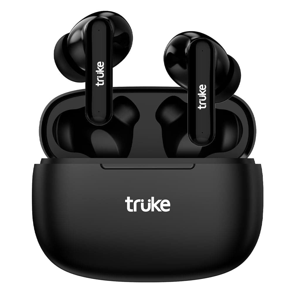 Truke Air Buds Lite True Wireless Earbuds with AI Powered Noise Cancellation | Auto Play/Pause | AAC Codec Support | 48Hrs Playtime | 55ms Ultra Low Latency | Bluetooth 5.1 | IPX4 (Black)