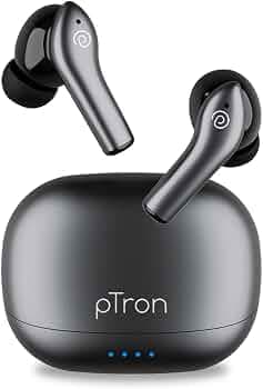 pTron Basspods Encore Quad Mic ENC TWS Earbuds with 50H Playtime, Immersive Sound, in-Ear Bluetooth 5.3 Headphones, Type-C Fast Charging, Voice Assist...