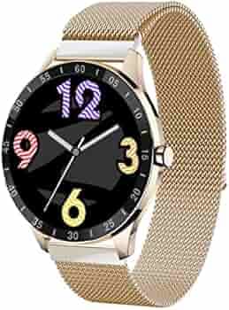 ZEBRONICS Zeb - FIT3220CH Smart Fitness Watch with Full Touch TFT Round Display, Metal Body, 7-Day Data Storage, SpO2, BP & Heart Rate Monitor, IP68 Water Resistant (Metallic Gold Strap), 33