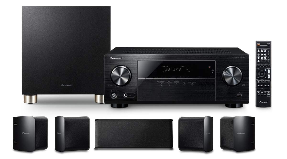 Pioneer HTP-074 Home Theater Package with 5.1-channel AV Receiver, 5 Speakers & 1 Subwoofer, Bluetooth,3D Ready, 4K Pass-through, HDCP 2.2, HDR, 4 HDM