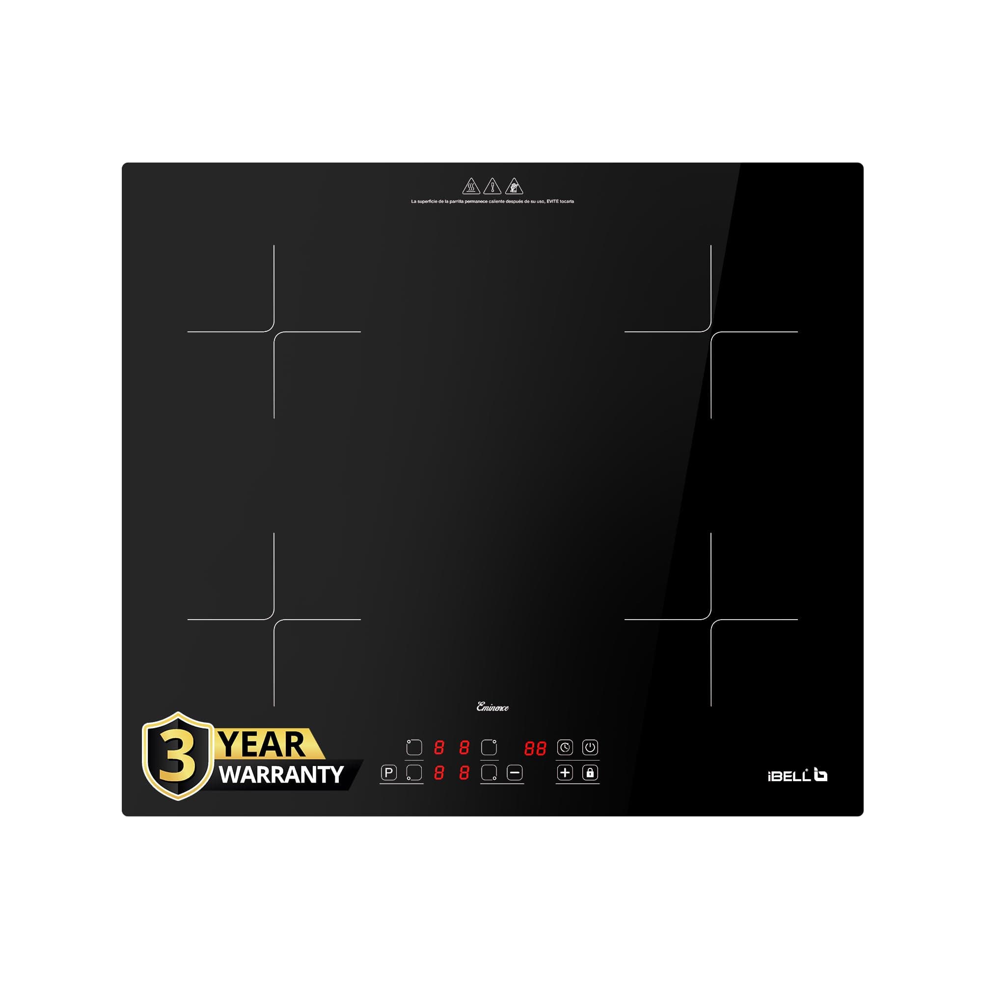 iBELL EMINENCE04 Induction Hob 7200W, 3-YEAR WARRANTY, Spacious cooktop with 9 Power Levels, Touch panel and Toughend Glass Top, [Black]