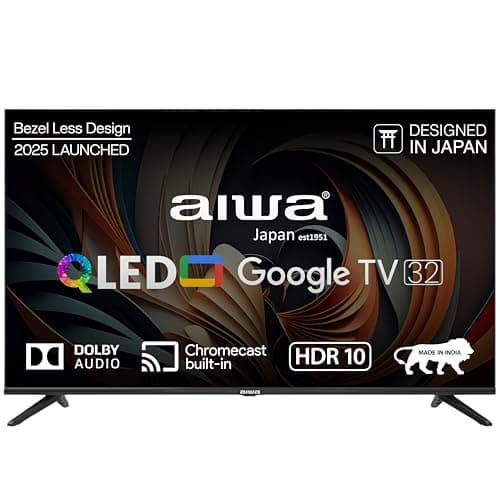 Aiwa Smart TV | 4K Ultra HD, LED Display, Built-in Apps | QLED Google TV (Black) (32 Inches QLED)