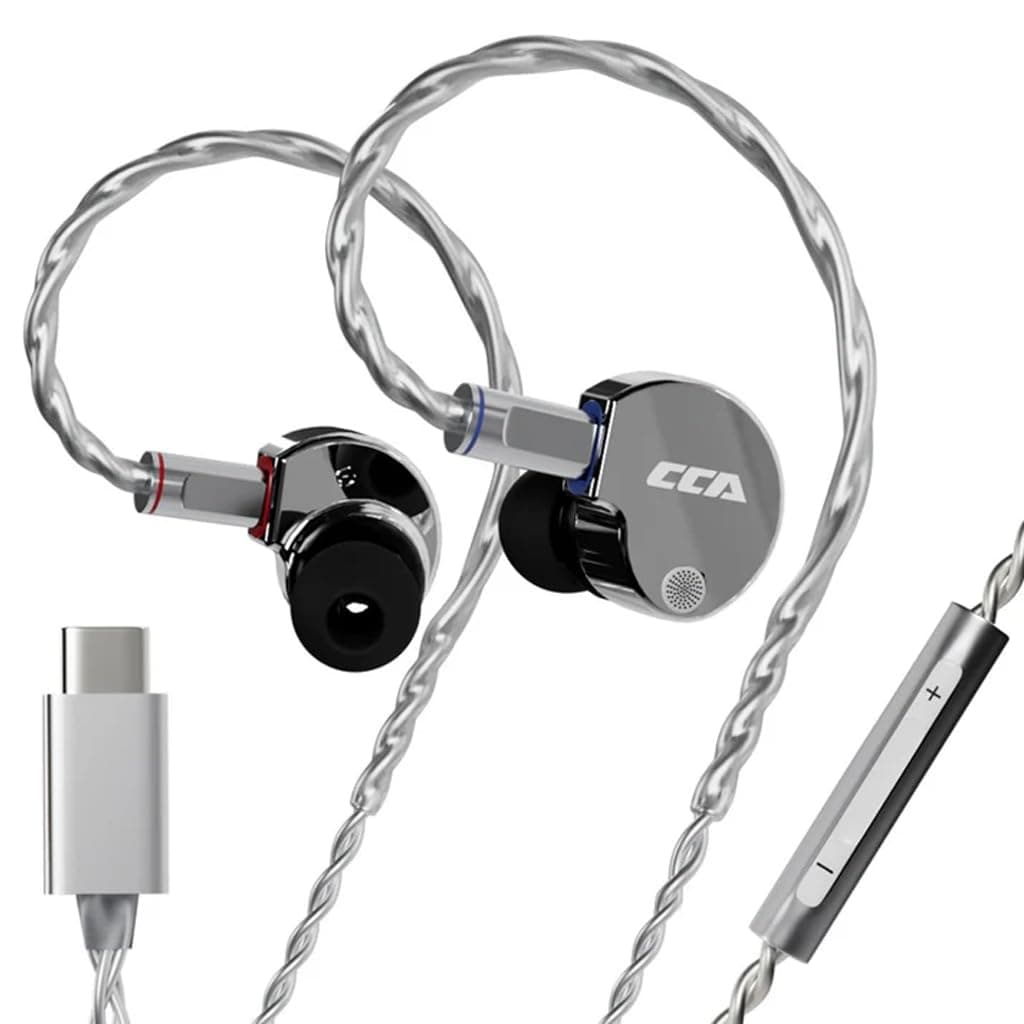 CCA Phoenix In-Ear Monitor IEM With Mic Earphones with 10mm Dual-Magnet Driver, LCP Diaphragm, Harman Tuning, Detachable Silver-Plated Cable With 3.5m...