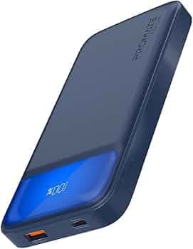 Promate Torq 10, Power Bank, Universal 10000mAh Ultra-Slim Portable Charger with 20W USB-C Power Delivery Port, QC 3.0 18W Port, Built-in Kickstand, L...