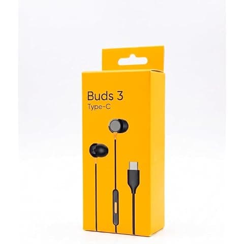 [Orginal] Wired Earphones for Realme Wired USB-C Buds 3 – Type-C in-Ear Headphones with Mic Crystal Clear Sound & Bass Compatible with Realme GT Neo 6 12x 11 Pro+ Narzo 60 Series 1 Year Warranty