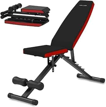WELCARE MU1040 Multi Adjustable Weight Bench for Home Gym - Foldable Workout Bench Press with Heavy Duty Steel, Folding Sit up Flat Incline Decline St...