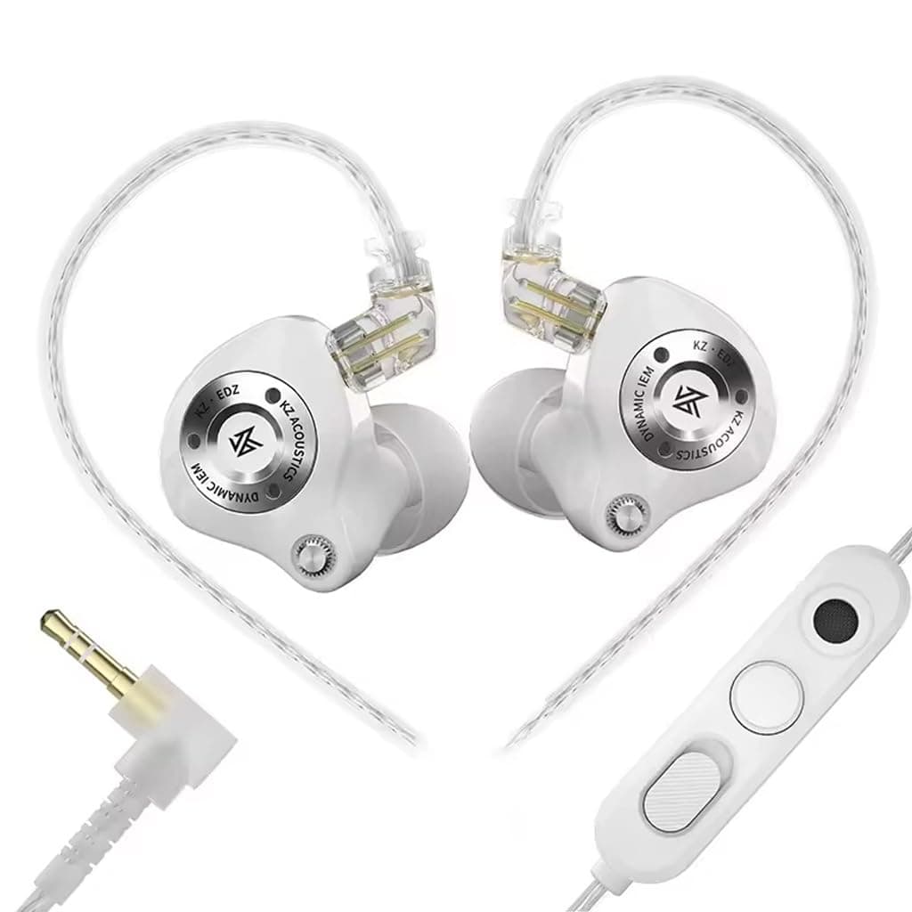KZ EDZ in-Ear Monitor Wired Earphone with Ultra-Wide Frequency Dynamic Driver, Dual-Stage Damping, Ultra-Stroke Bass, Pro-Grade Dual-Mic Silver-Plated...