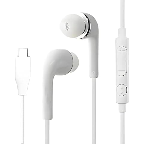 Type C Wired Earphones with Mic, USB Type-C in-Ear Headphones, samsang Stereo Sound, Hands-Free Calling, Compatible with Samsung Galaxy Smartphones & Type-C Devices