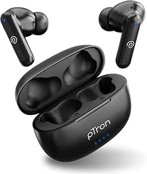 pTron Bassbuds Zen In-Ear TWS Earbuds with Quad ENC Mic, 50Hrs Playtime, Low Latency, Bluetooth 5.3 Wireless Headphones, Deep Bass,Touch Control,Type-...