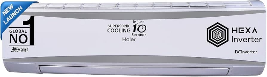 Haier 2 Ton 5 Star Heavy Duty Hexa Inverter Split AC (Copper, 7 in 1 Convertible, Anti Bacterial Filter, Cools at 60C Temp, 20 Mtrs Air Throw - HSU24H...