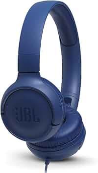 JBL Tune 500 - Wired on-ear headphones, JBL Pure Bass Sound, 1-button remote/mic, Tangle-free flat cable, Lightweight and foldable design, Ask Siri or...