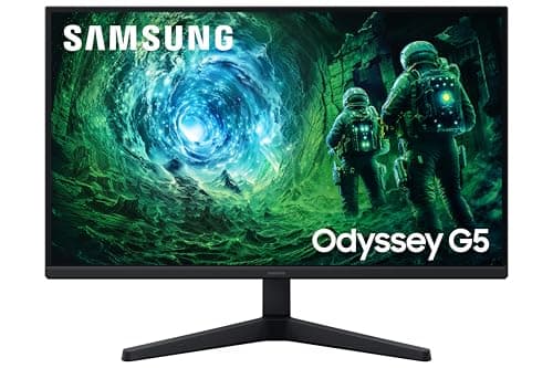 Samsung 27" Odyssey G5 Fast IPS Gaming Monitor|QHD 2560 x 1440|200 Hz|1ms|300nits|HDR10|FreeSync Premium|Ports-DP,2 HDMI,Headphone|Wall Mountable|LS27...