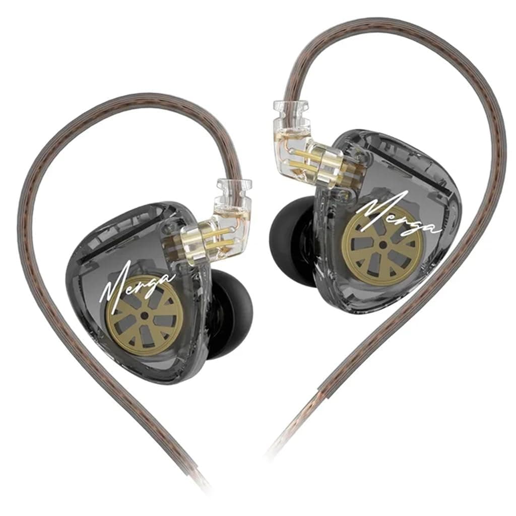 KZ Merga IEM Earphone with 3.5mm, HiFi Dual Dynamic Driver Wired in-Ear Monitor with OFC Detachable Cable, Transparent Resin Cover, Noise Isolation, C...