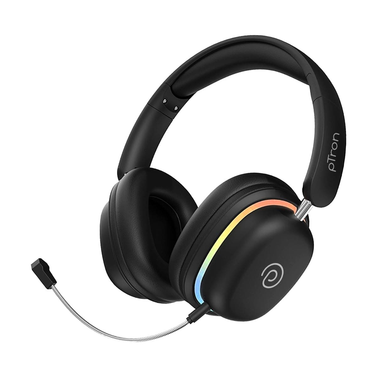 pTron Studio Xtreme, 70hrs Playtime, 40ms Low-Latency, Wireless Over Ear Headphones w/Detachable Mic & TruTalk ENC Calls, 40mm Drivers, RGB Lights, BT...