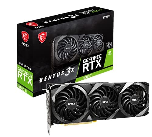 MSI GeForce pci_e RTX 3060 Ti Ventus 3X 8G OC LHR Gaming Graphics Card - 8GB GDDR6, 1695MHz, PCI Express Gen 4, 256-bit, 3X DP v 1.4a, HDMI 2.1 (Supports 4K)