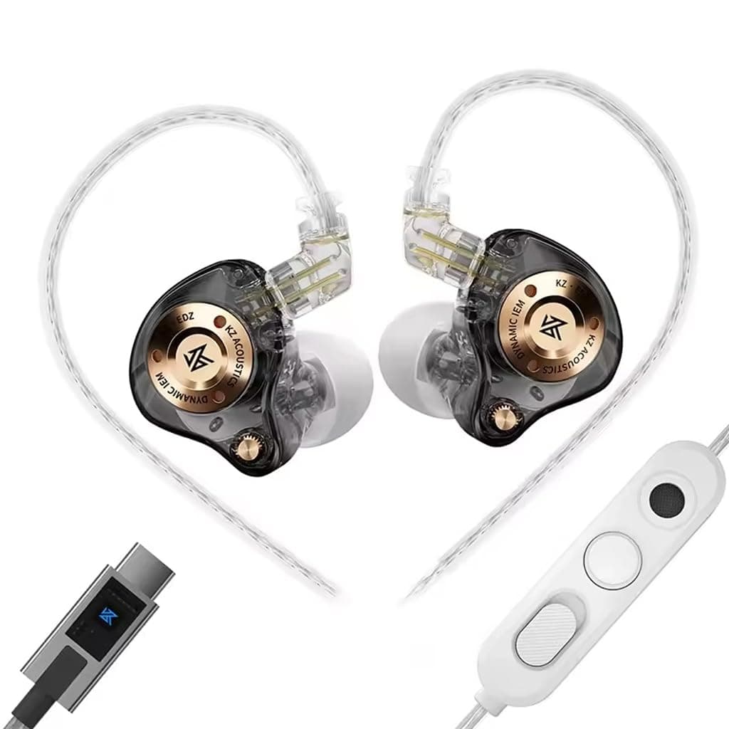 KZ EDZ in-Ear Monitor Wired Earphone with Ultra-Wide Frequency Dynamic Driver, Dual-Stage Damping, Ultra-Stroke Bass, Pro-Grade Dual-Mic Silver-Plated...