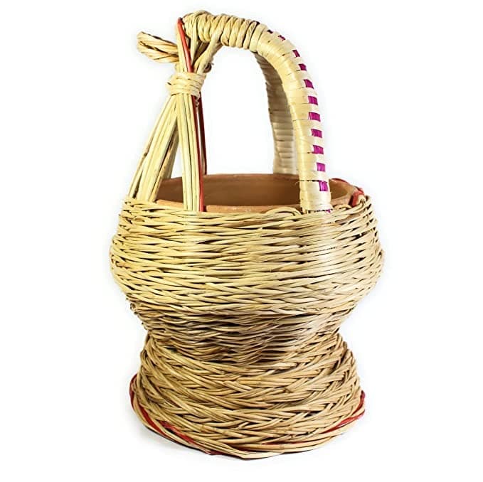 White Space | Traditional Kashmiri Kangri | Kanger | Earthen pot woven around with wicker used by Kashmiris to stay warm during Winters | Handcrafted | (A)