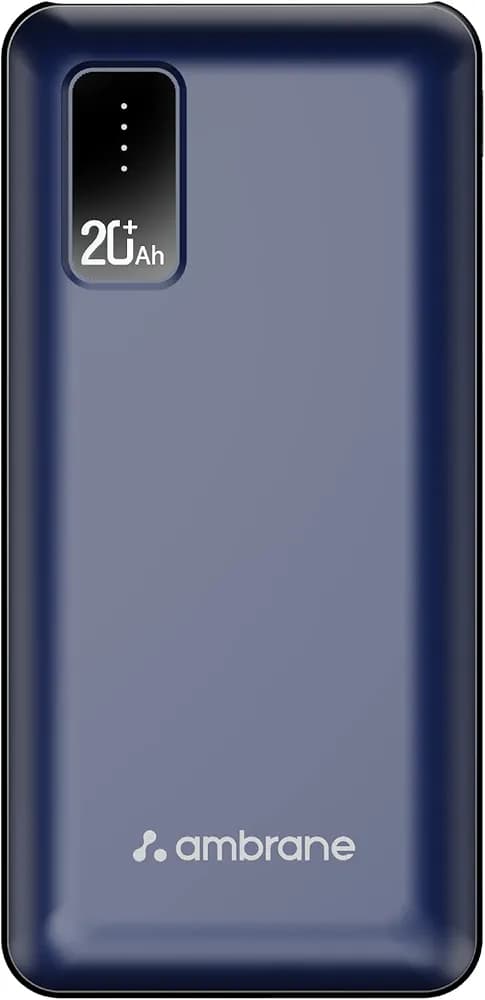 Ambrane 20000mAh Power Bank with 10.5W Fast Charging, Dual USB Output, Made in India, Multi-Layer Protection, Wide Compatibility, Stylish & Compact Design + Free Type-C Cable (Capsule 20, Blue)