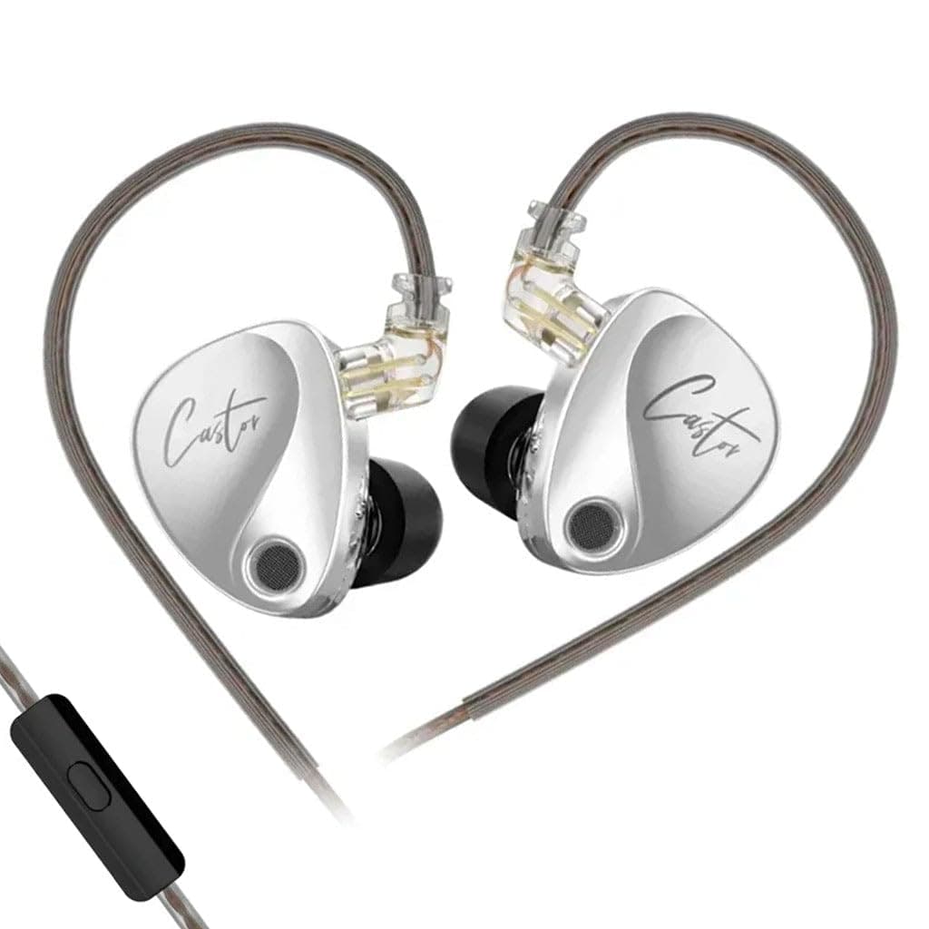 KZ Castor IEM with Mic Wired in Ear Monitors Earphone, 10mm Dual Magnetic + 8mm Dynamic Driver in-Ear Earphone, Harman Target Version, 4-Tuning Swtich...