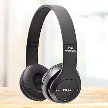 icall P47 Gaming Bluetooth Headphones Over Ear Wireless with Mic (Black)