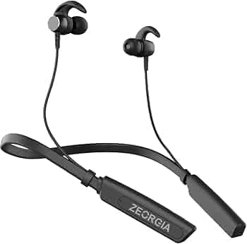 ZEORGIA ZE-Galaxy Ear Bluetooth 5.0 High-Capacity Magnetic Earbuds Lightweight Neckband Clear Voice with Black Color Wireless Bluetooth