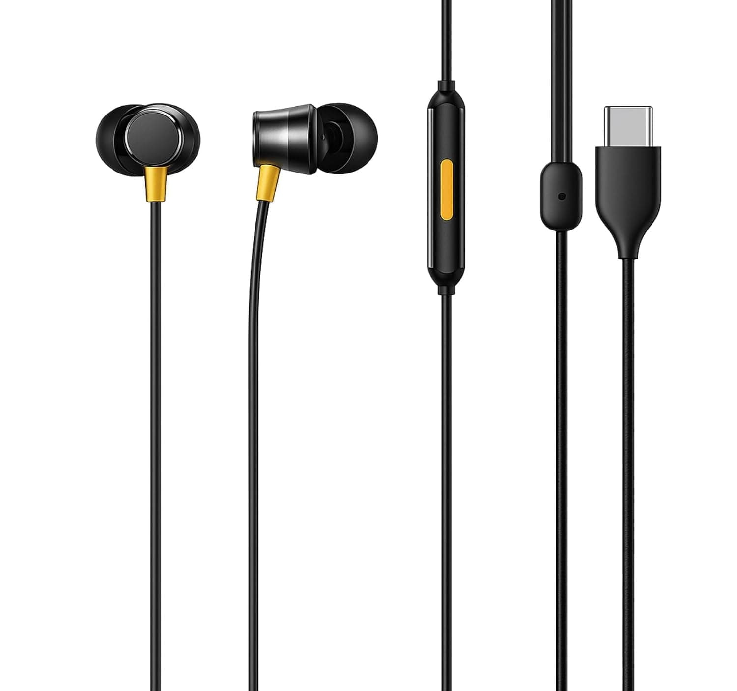 Premium Sound in Ear Buds 3 Wired Earphones Original Type C Compatible with Realme Buds 3 Wired in Ear Earphones with Mic (Black) | Daily Use Wired Ea...