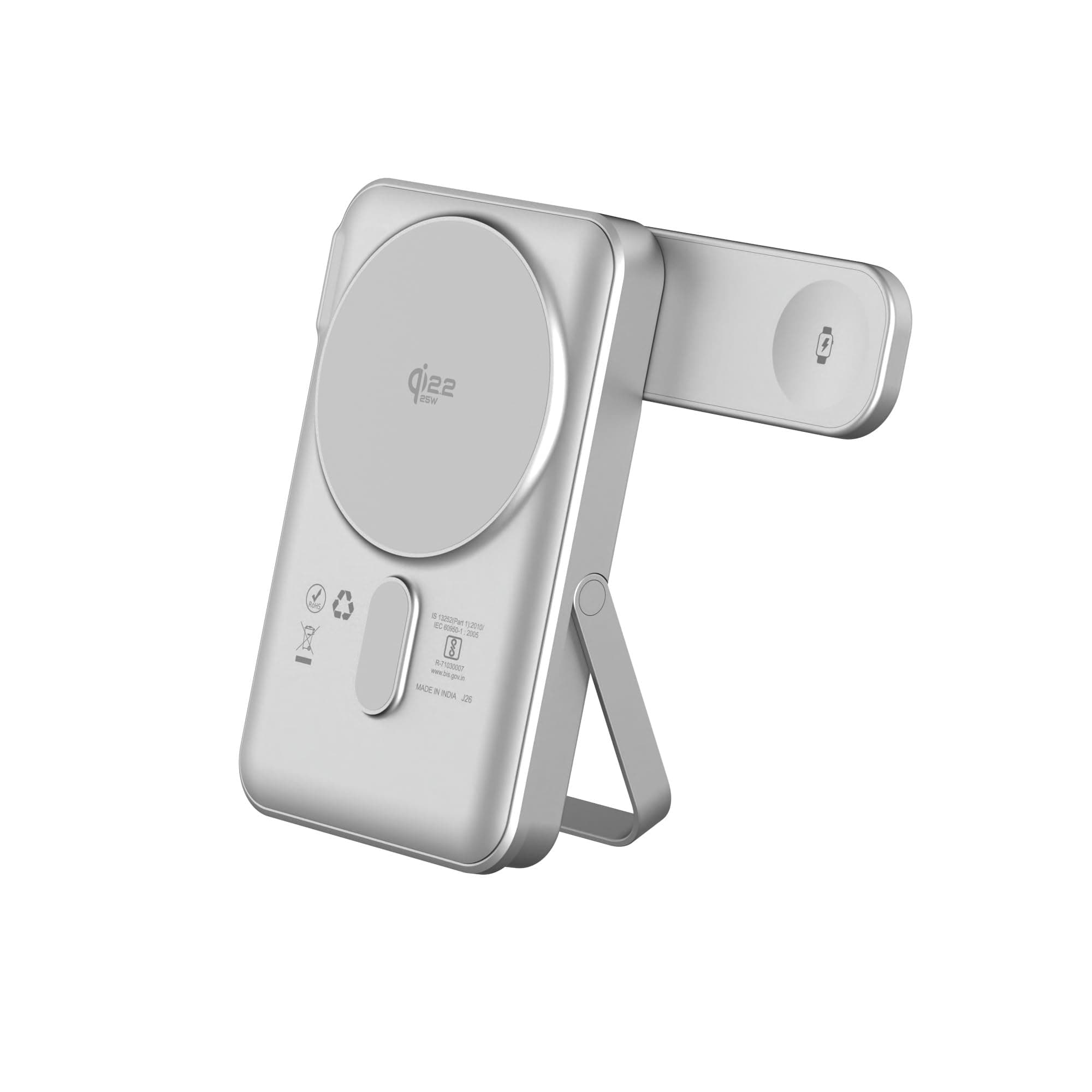 Stuffcool Omni Pro Qi2.2 Certified 25W MagSafe Powerbank 10000mAh with Apple Watch Charger, 35W PD Fast Charging, Digital Display, Built-in Stand, Com...