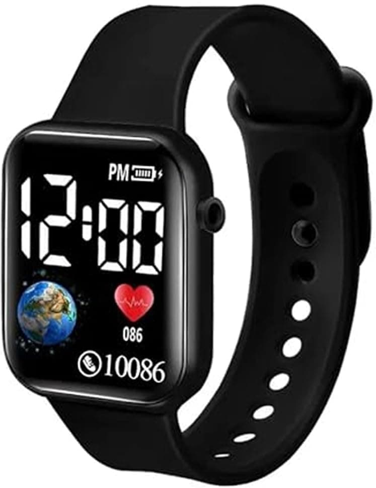 Chronorex Stylish Sports LED Smart Watch for Men & Women (Black Strap) | New Trending Combo | Ultra LED Square Digital Smartwatch