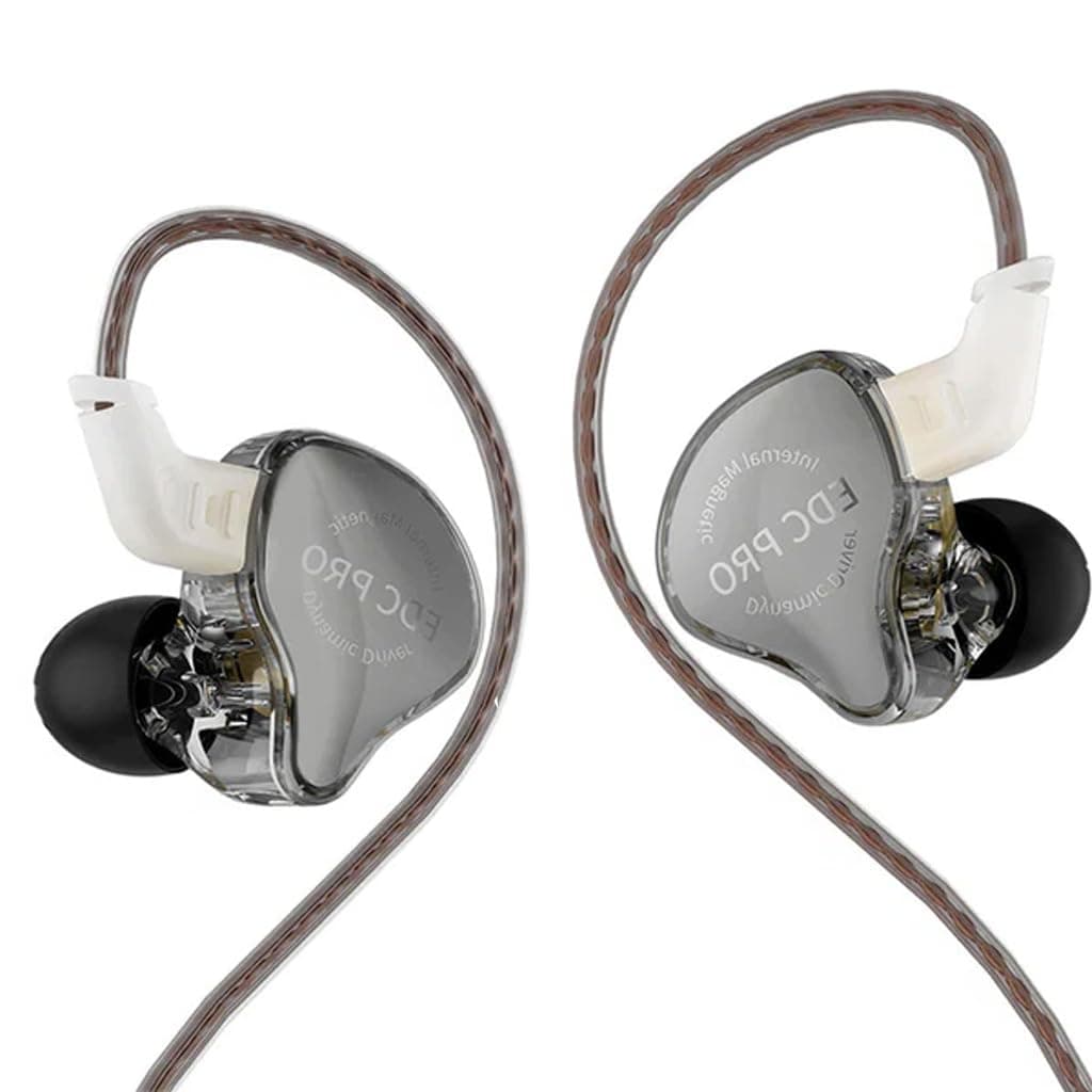KZ EDC PRO IEM Wired Earphone, HiFi Dynamic Driver (DD) IEM, High-Functioning Silver-Plated OFC Cable, 0.75mm Detachable Cable, 3.5mm Plug for Audioph...