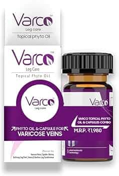 VARCO LEG CARE TOPICAL PHYTO OIL Therapeutic Oil(60 ml) with 60 Veg Phyto Capsules for Standardized Leg Veins, Leg Pain, Capillary Health & Blood Circ...