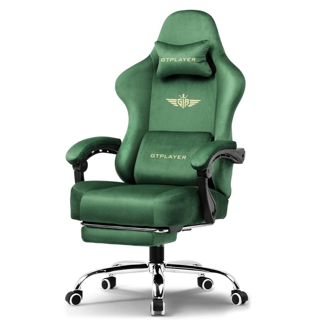 GTPLAYER Multi-Functional Ergonomic Gaming & Computer Chair  Breathable Fabric, Pocket Spring Cushion, Adjustable Neck & Lumbar Pillow for Back Suppor...