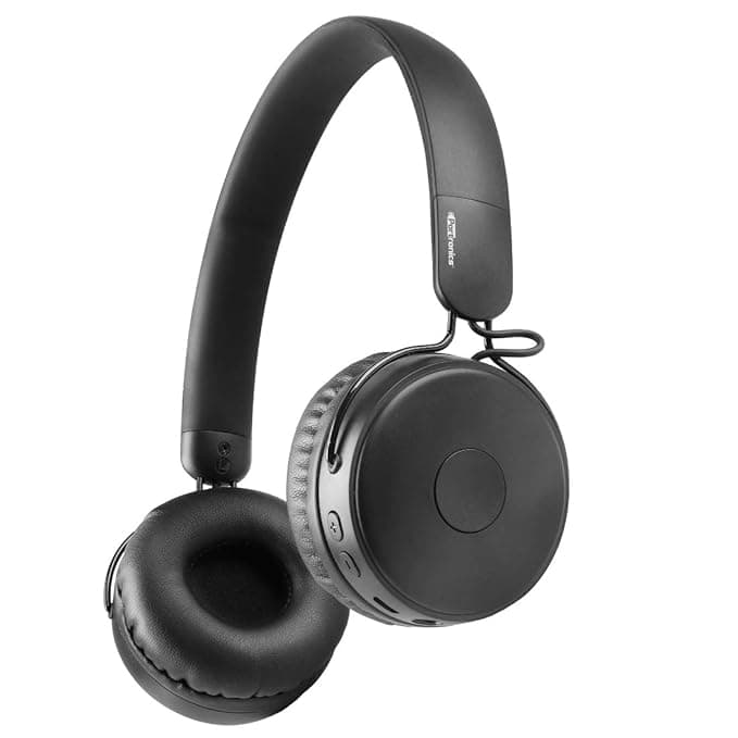 Portronics Muffs M POR-317 Wireless Bluetooth 5.0 Stereo On-Ear Headphones with Immersive Stereo Sound, Hands Free Mic & AUX Port (Black) On-Ear