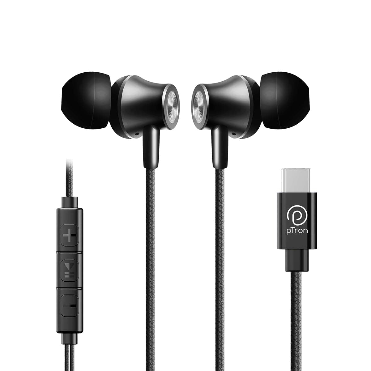 pTron Boom Play Type C Port in-Ear Wired Earphones with Mic, 10mm Drivers for Stereo Audio, Snug-fit Metal Buds Wired Headphones, in-line Controls, 1....