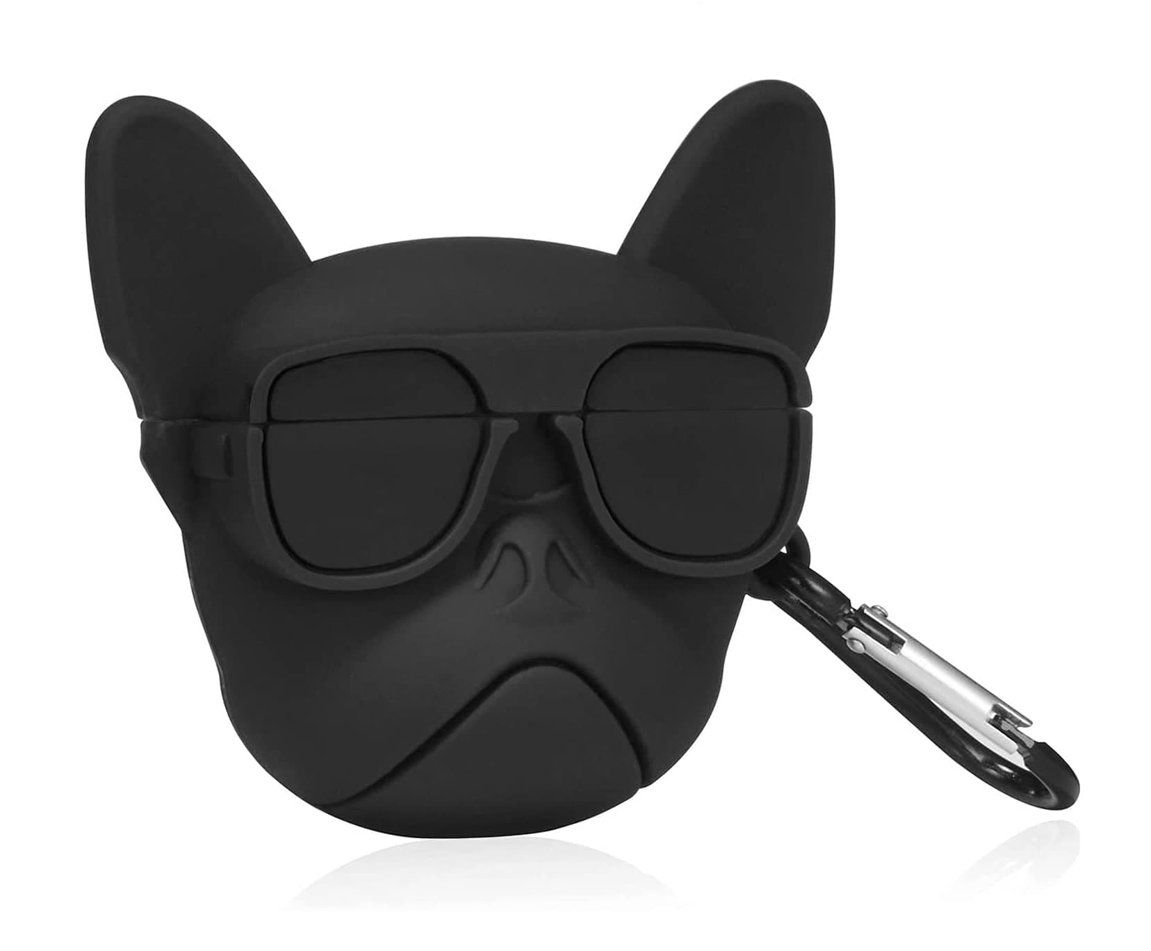 AMiRiTE AAC01 AirPods Pro Soft Silicone 3D Design Shockproof Protective Cartoon Case Cover with Anti-Lost Metal Keyring Compatible for Apple AirPods Pro (Black Dog)