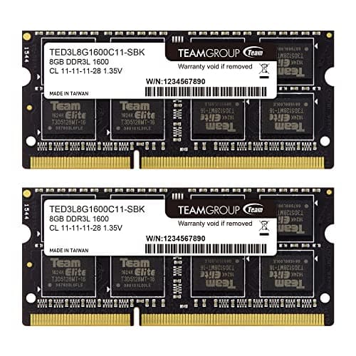 TEAMGROUP Elite DDR3L 16GB Kit (2 x 8GB) 1600MHz PC3-12800 CL11 Unbuffered Non-ECC 1.35V SODIMM 204-Pin Laptop Notebook PC Computer Memory Module Ram ...