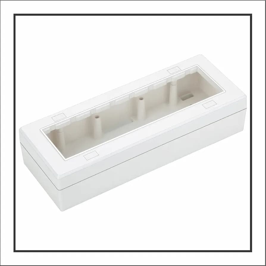 Modular Gang Box Plastic RECTANGLE 8 Module Silver Line Eco Friendly High Durability Modular Surface Gang Box Module White